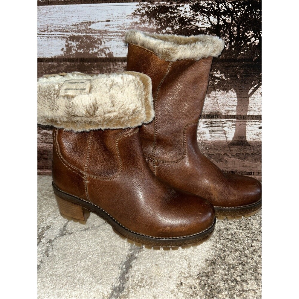 Avellini Made In Portugal Genuine Leather Faux Fur Brown BooT SIZE 40